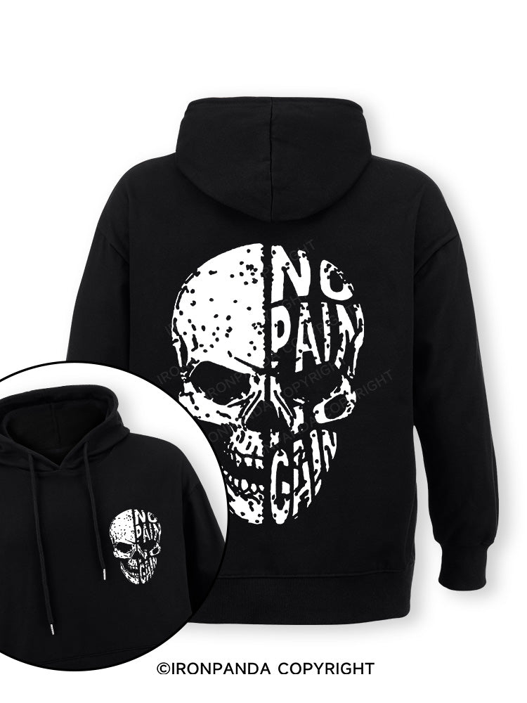 No pain No gain Skull Face Double-Sided Printed Classic Gym Hoodie