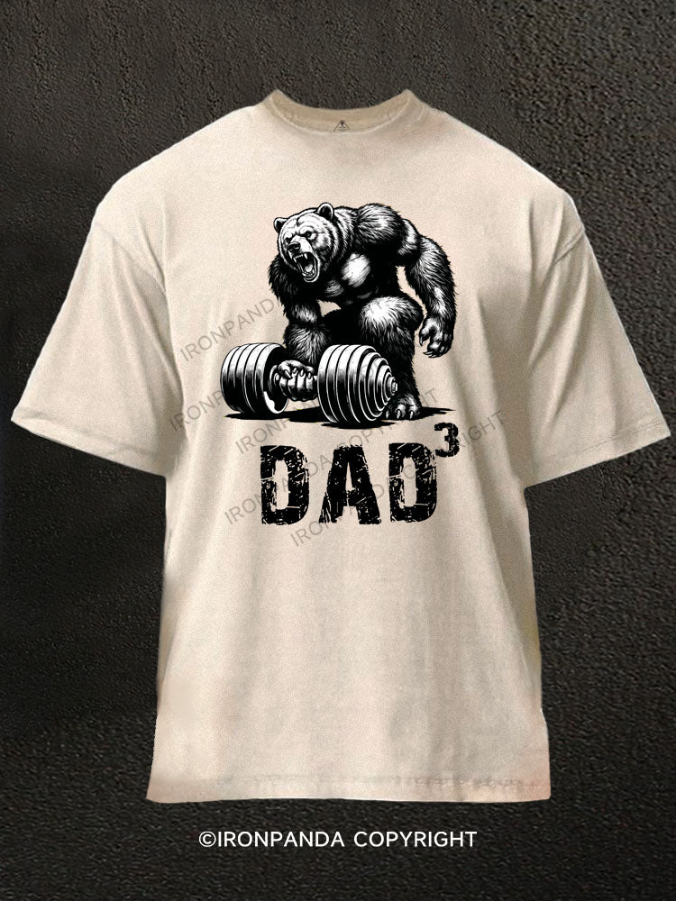 Dad Bear Washed Gym Shirt