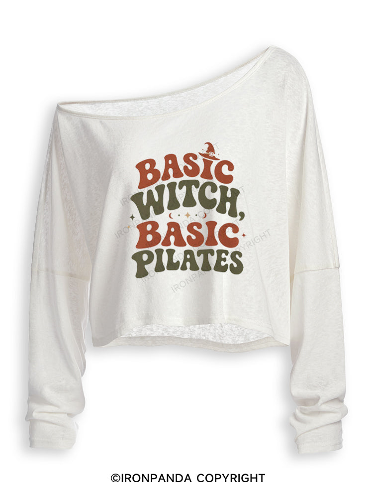 BASIC WITCH BASIC PILATES HALLOWEEN Off Shoulder Long Sleeve Crop Top