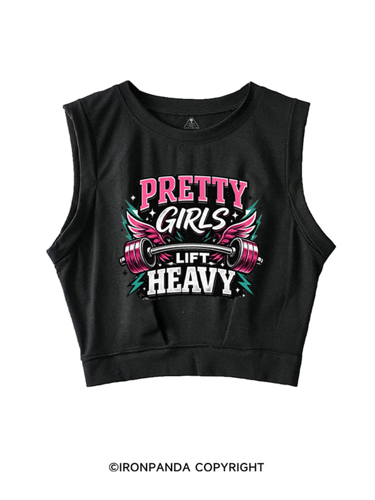 Pretty Girls Lift Heavy Powerlifting SLEEVELESS CROP TOPS