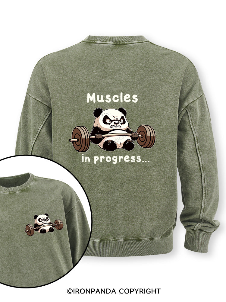muscles in progress Double-Sided Printed Washed Sweatshirt