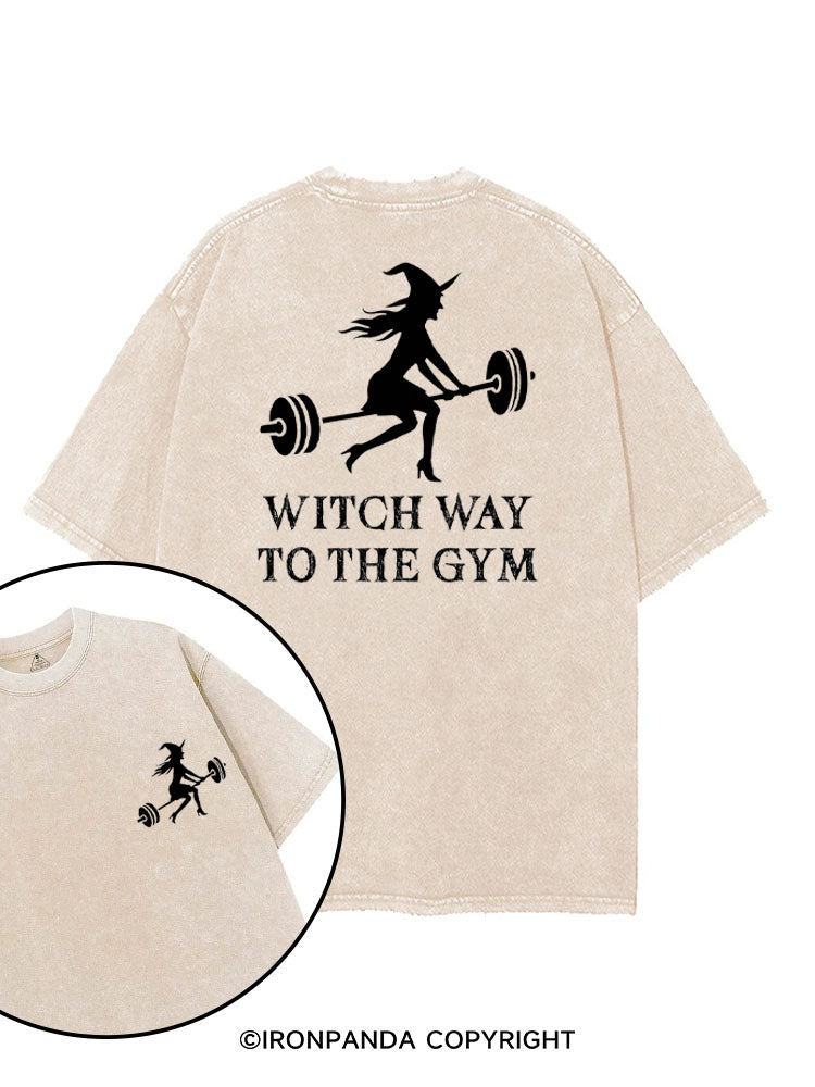 Witch Way To The Gym Funny Halloween printed Gym Shirt