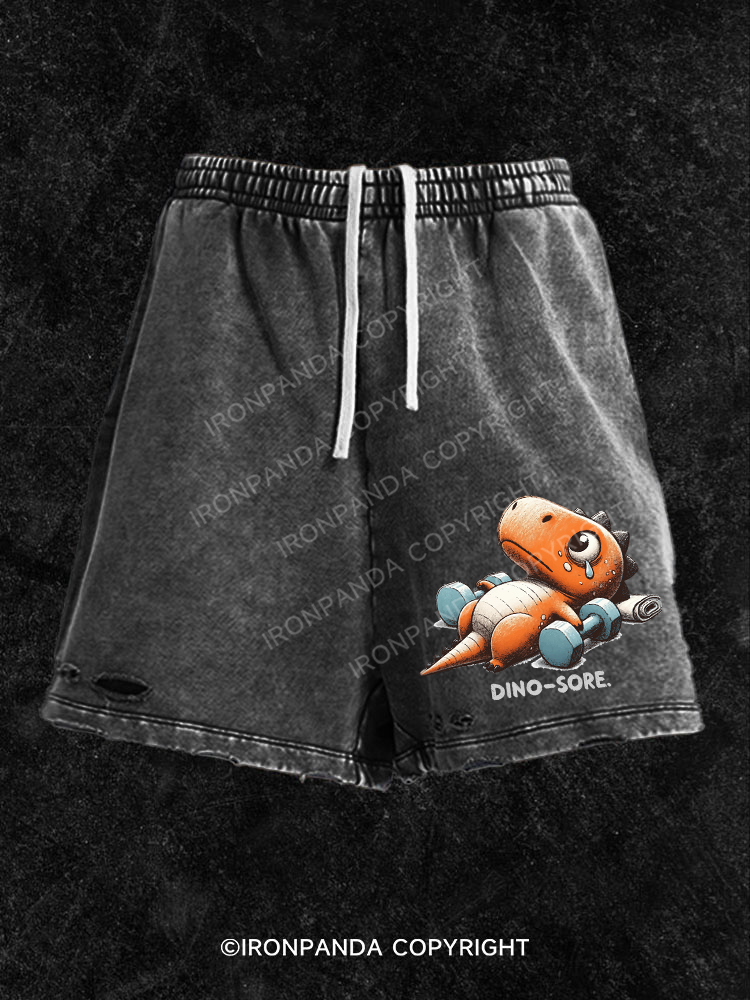 Dino-Sore After Workout Washed Gym Shorts