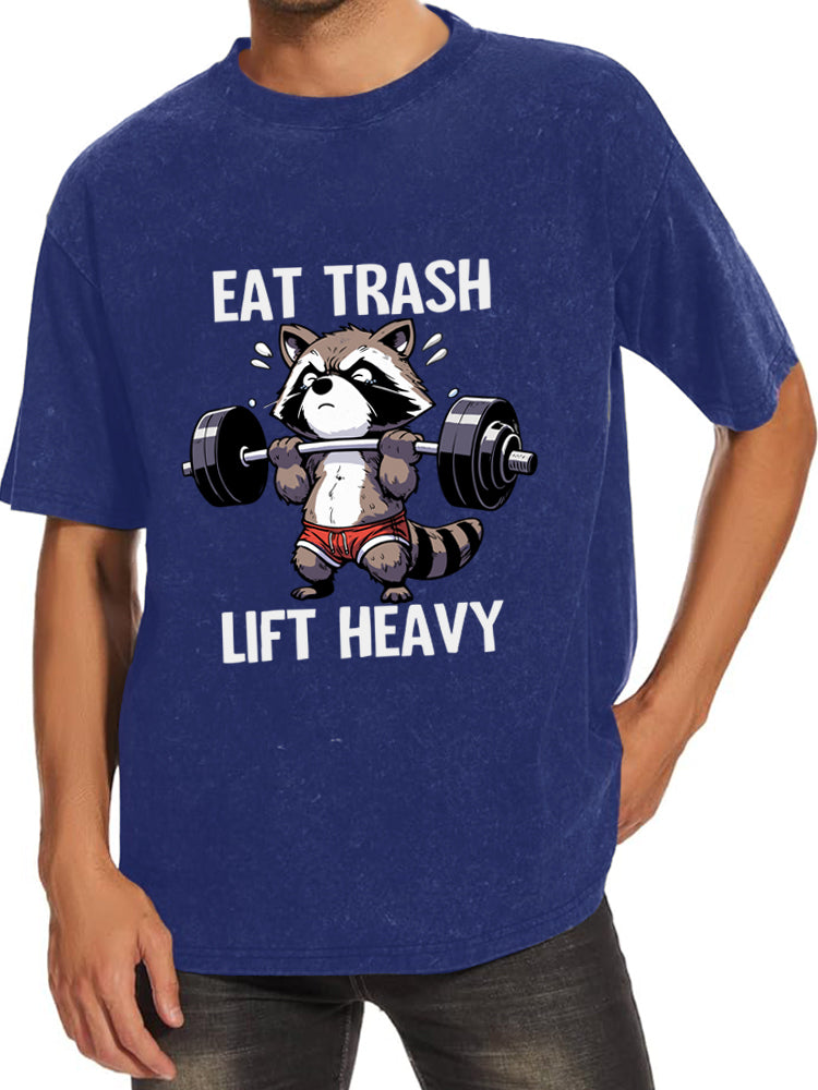 Eat Trash Lift Heavy Washed Gym Shirt