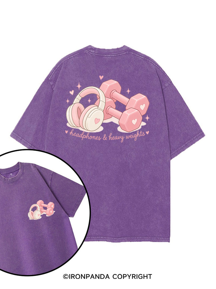 HEADPHONES & HEAVY WEIGHTS printed Gym Shirt