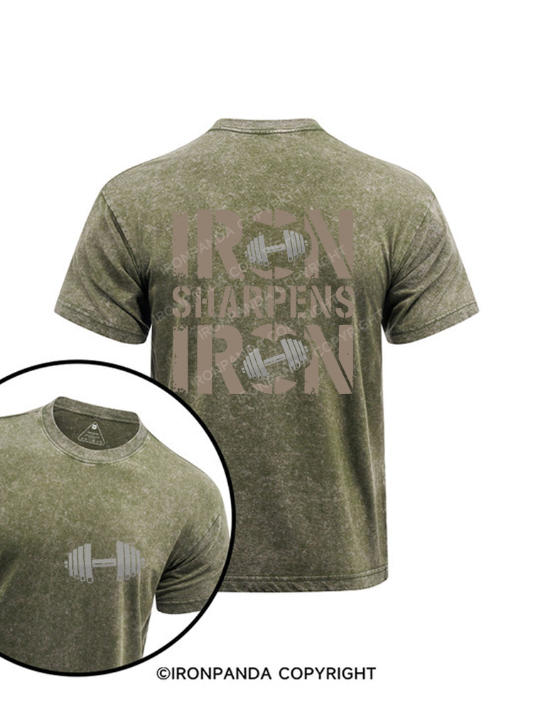 IRON SHARPENS Printed Washed Gym Shirt