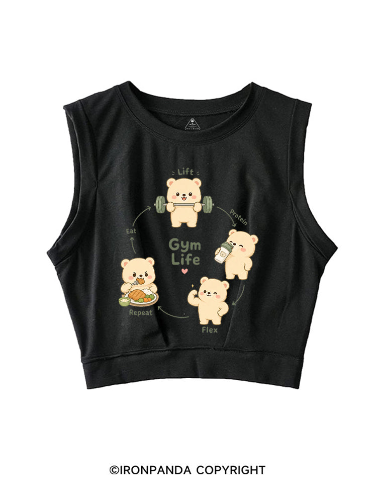 GYM LIFE CUTE BEAR SLEEVELESS CROP TOPS