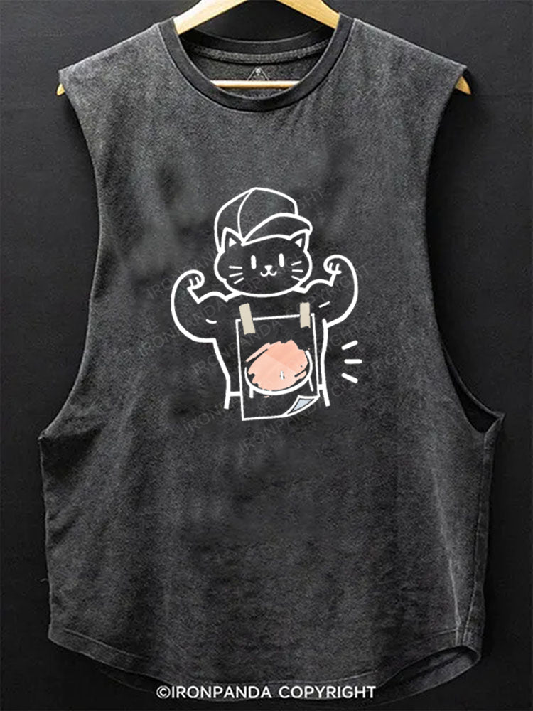 Muscle Cat Funny Scoop Bottom Cotton Tank