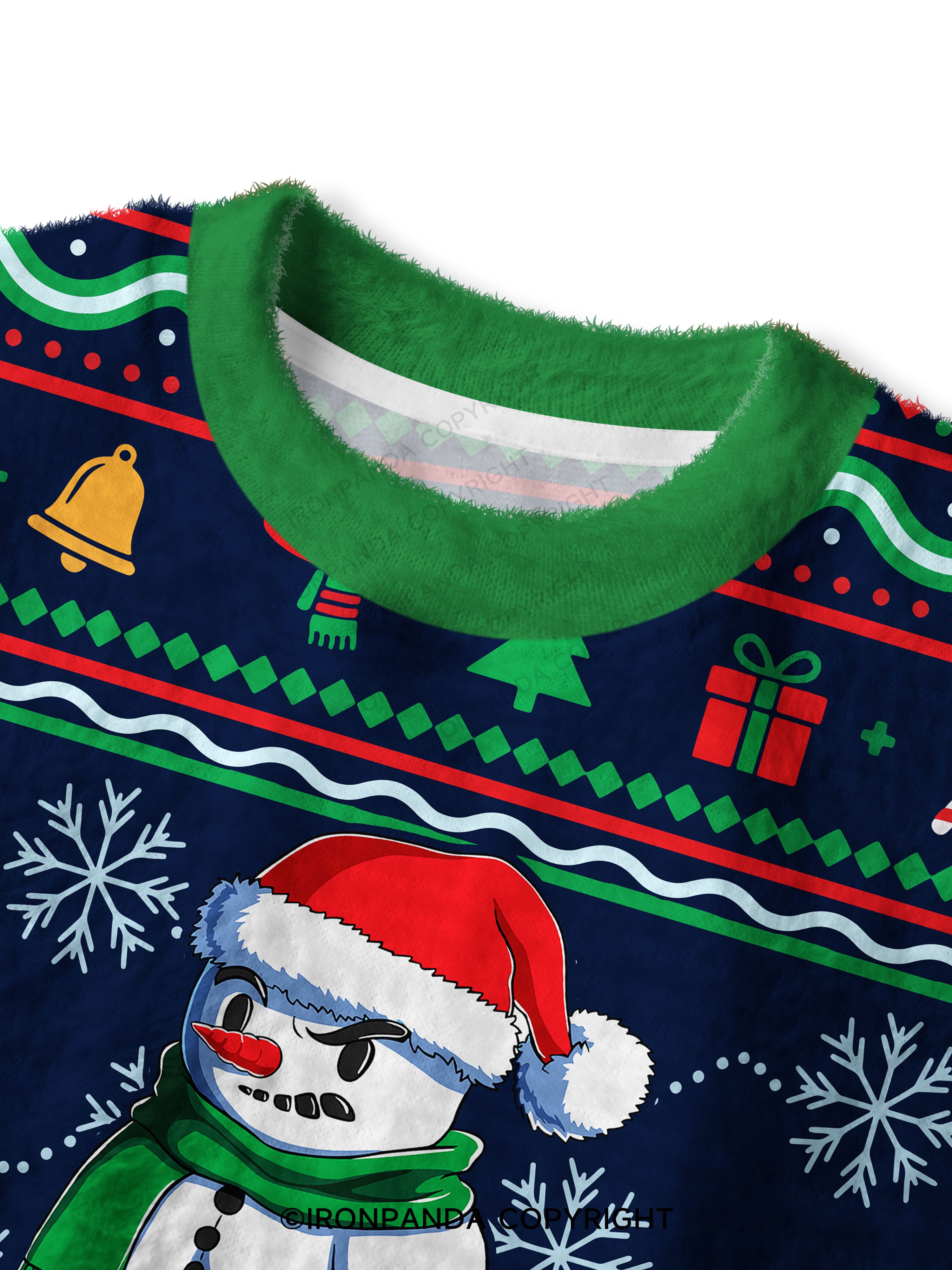weightlifting snowman Fuzzy Fleece Crop Sweater