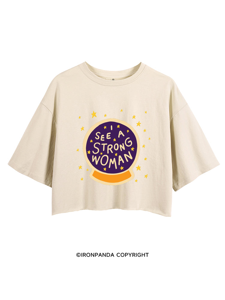 I see a strong woman Crystal Ball CROP TOPS