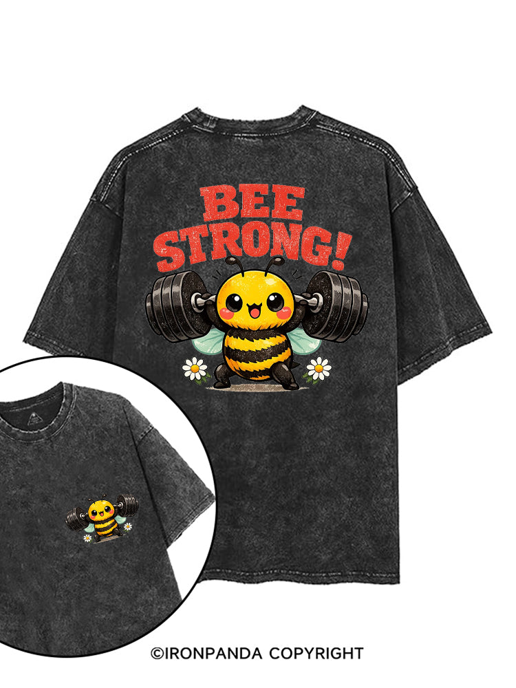 BEE STRONG CUTE FITNESS BUMBLEBEE printed Gym Shirt