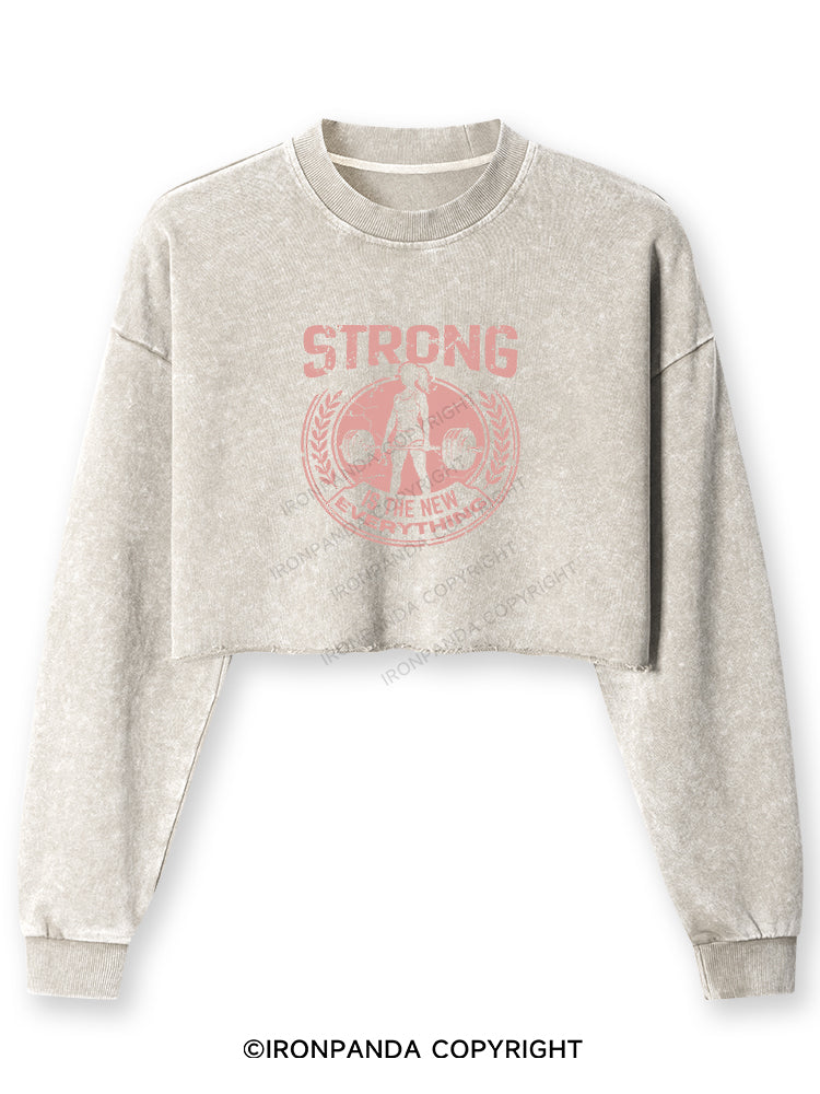 STRONG IS THE NEW EVERYTHING Washed Long-Sleeve Crop Top