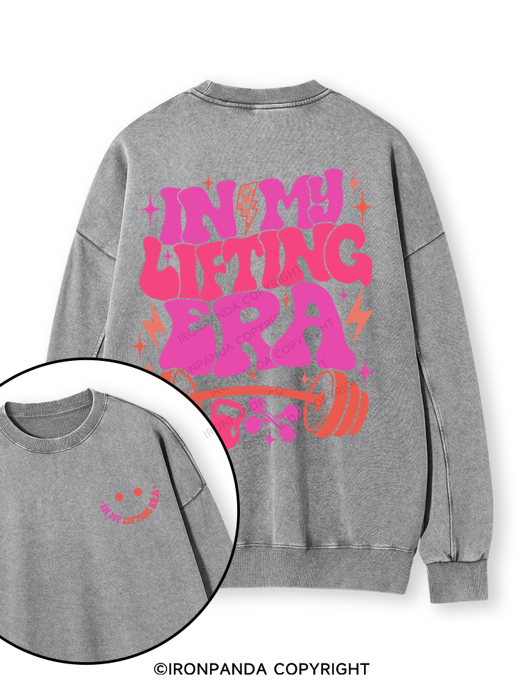 In My Lifting Era Double-Sided Printed Washed Sweatshirt