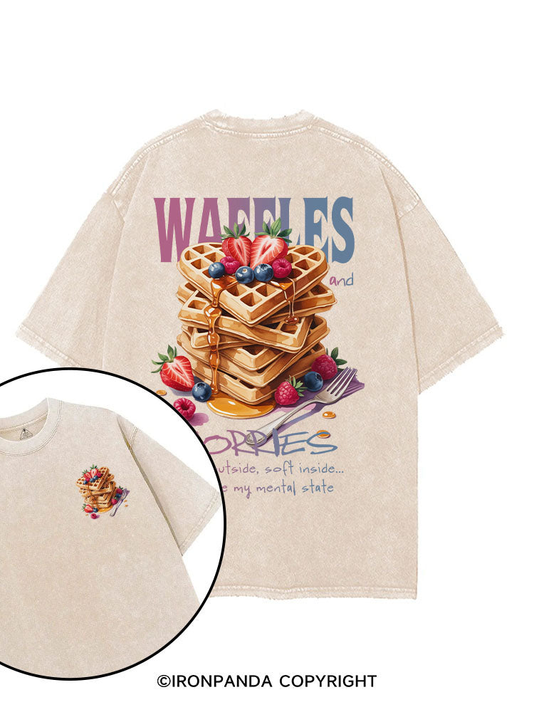 WAFFLES AND WORRIES printed Gym Shirt