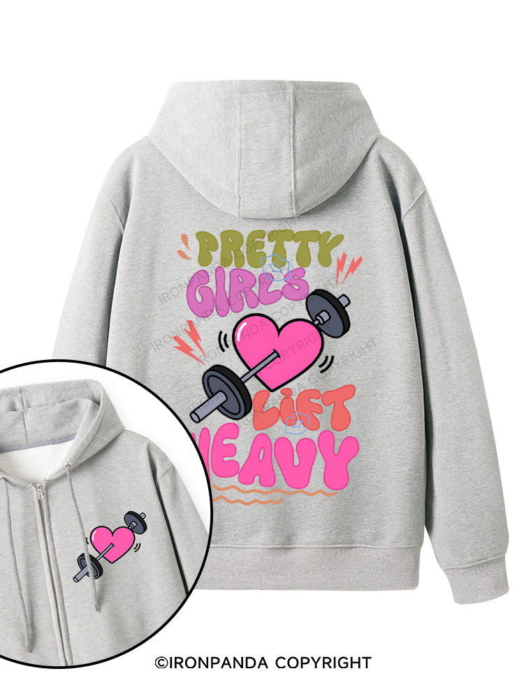 PRETTY GIRLS LIFT HEAVY Double-Sided Printed Fleece Zip Up Hoodie