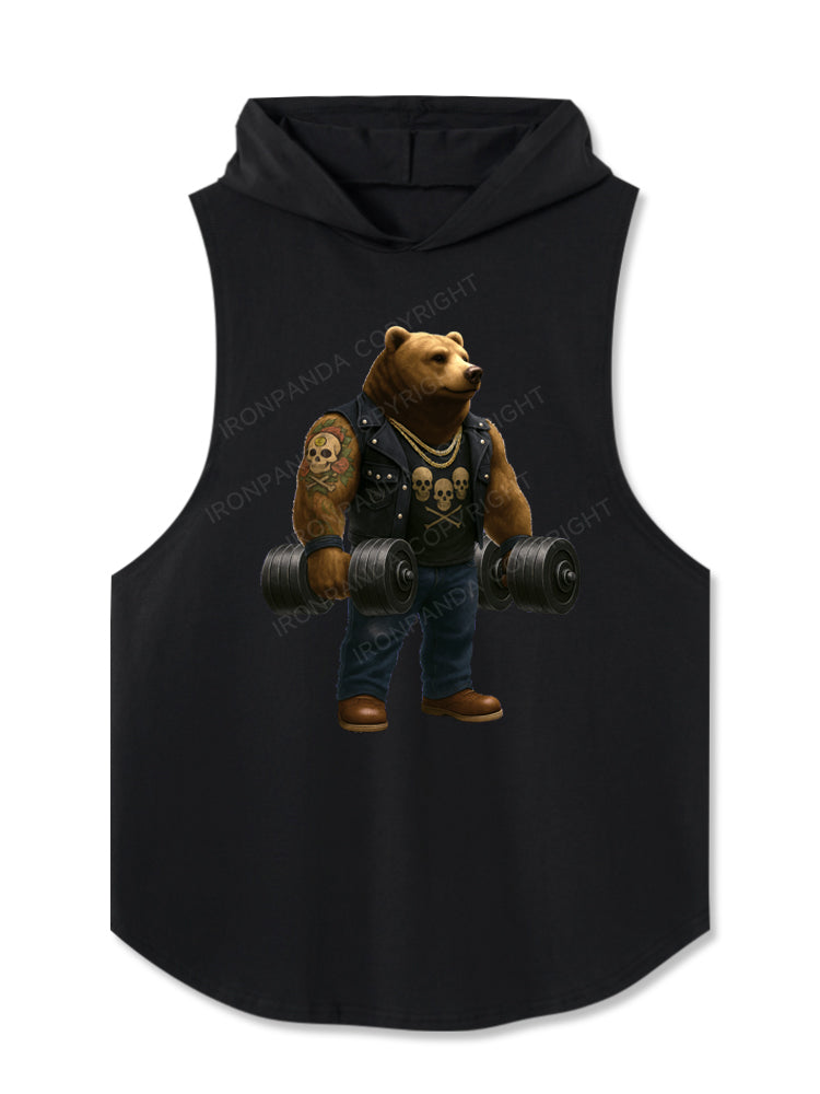 Tattooed muscle bear Hooded Tank