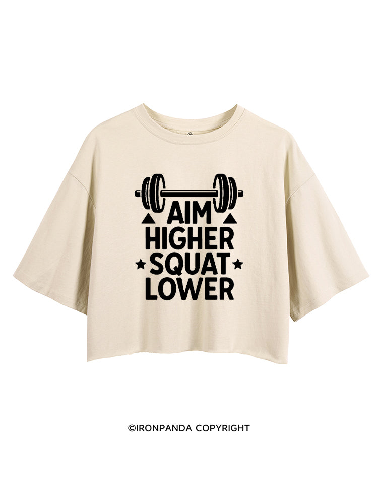 AIM HIGHER SQUAT LOWER POSITIVE GYM CROP TOPS