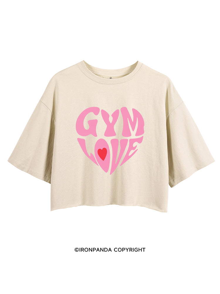 GYM LOVE STRONG PINK VIBES CROP TOPS