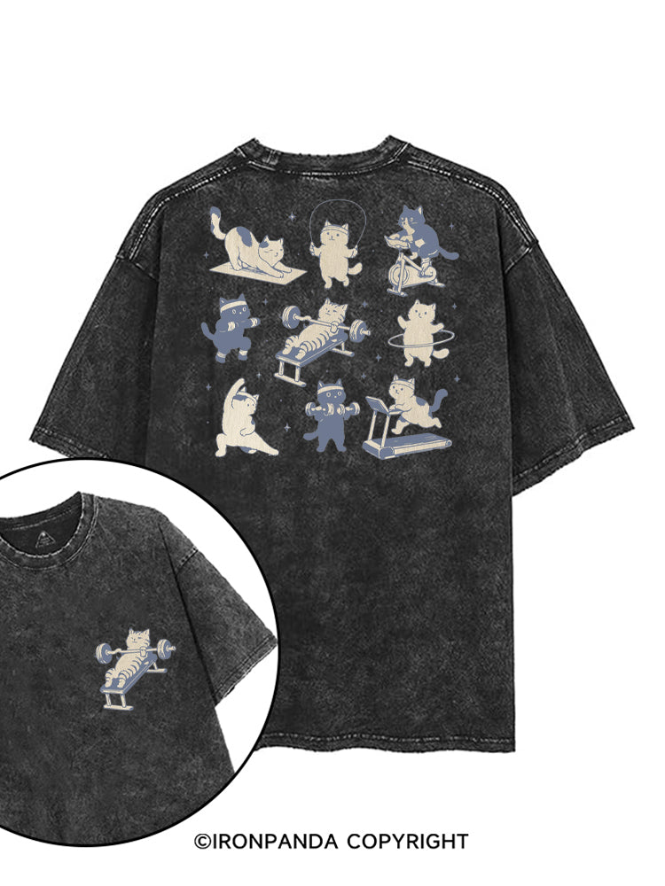 CUTE CAT LIFTING CLUB printed Gym Shirt