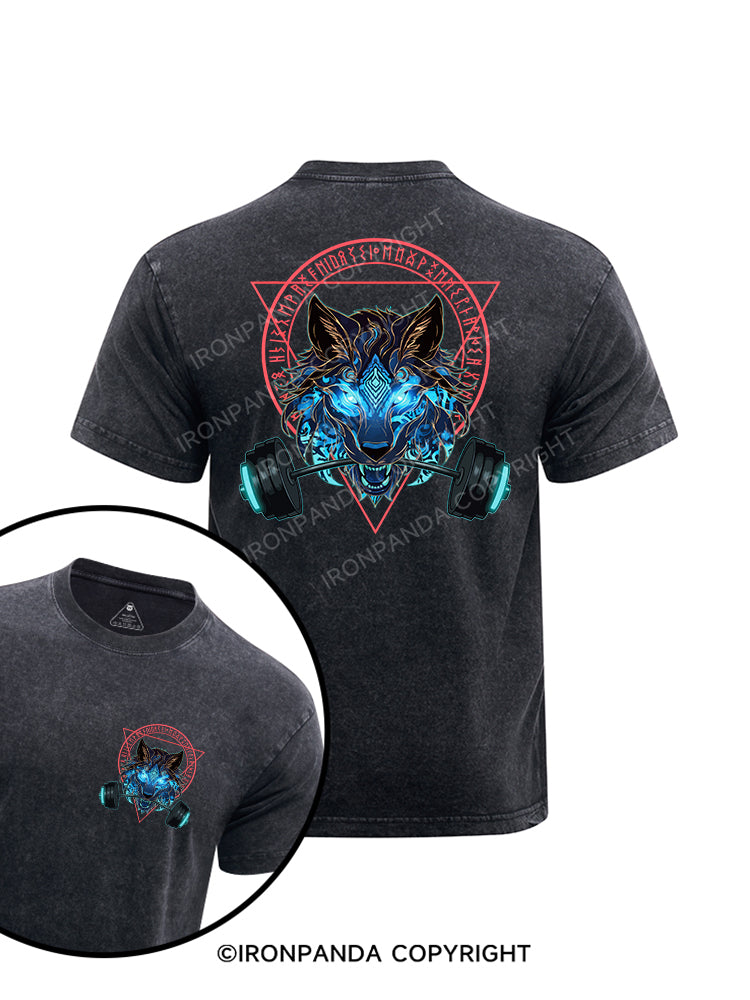 Beastlift Wolf printed Washed Gym Shirt