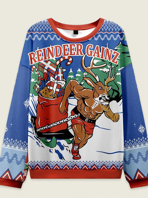 IRONPANDA Reindeer Gainz Fitness theme Ugly Sweater
