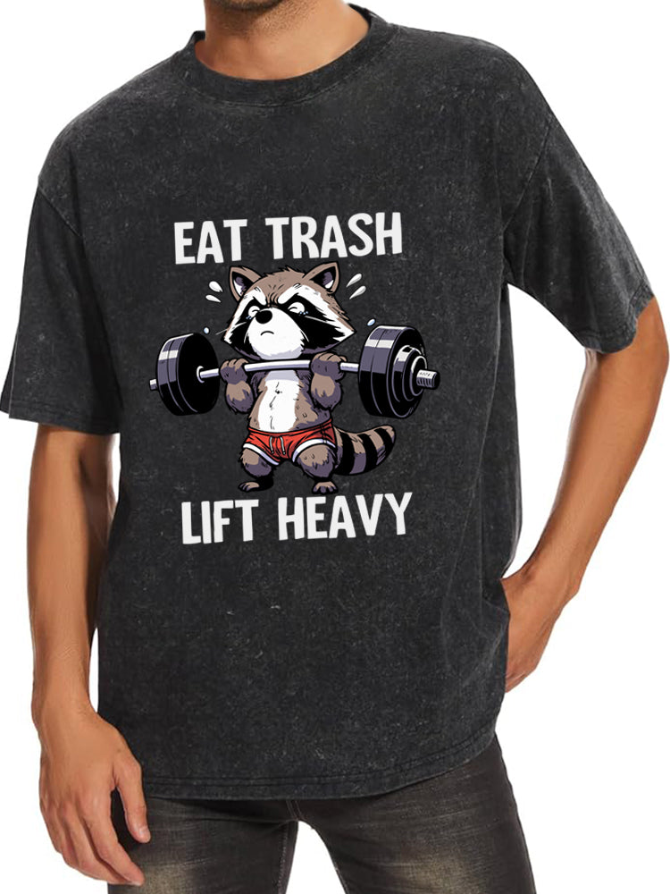 Eat Trash Lift Heavy Washed Gym Shirt