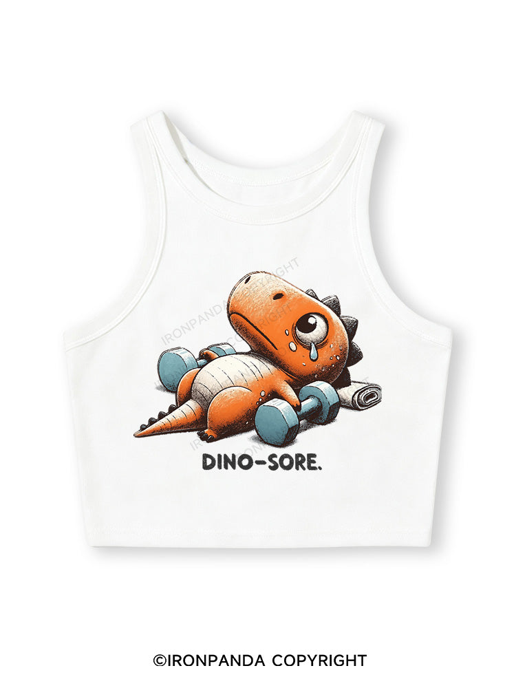 DINO-SORE AFTER WORKOUT Fitted Crop Tank Top