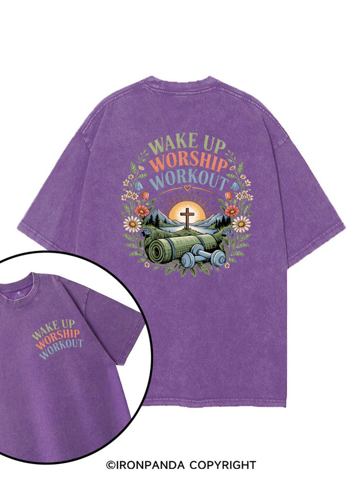 Wake Up Worship Workout Worship printed Gym Shirt