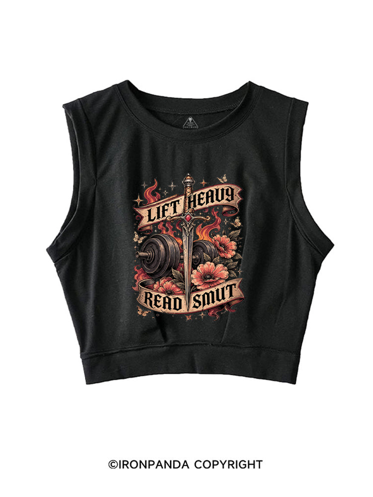 Lift Heavy Read Smut Bookish Fitness SLEEVELESS CROP TOPS