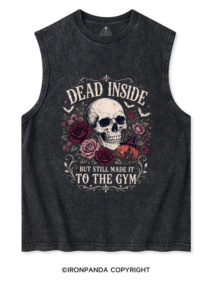 Dead Inside But Still Made It to the Gym Halloween Skeleton Washed Tank