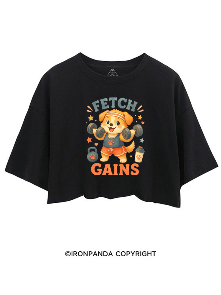 FETCH GAINS GYM DOG CROP TOPS