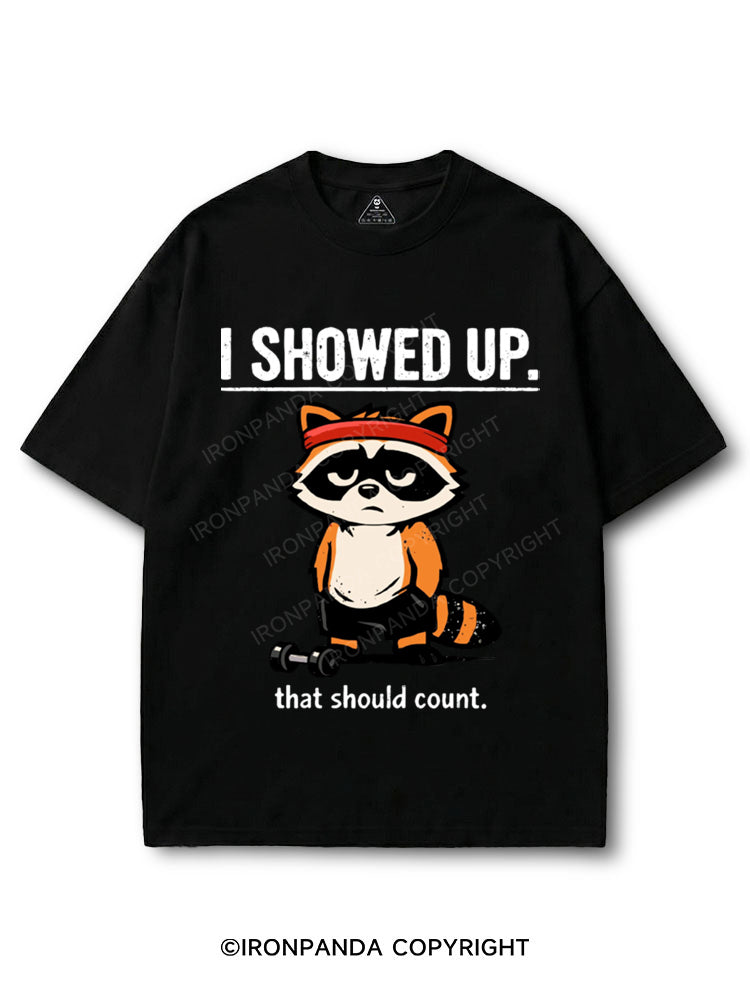 I Showed Up That Should Count Raccoon COTTON PUMP COVER