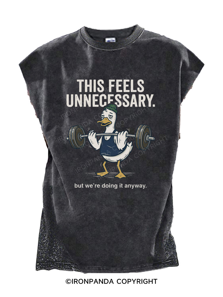 This Feels Unnecessary But We're Doing It Anyway Duck Lifting Weights Cut Off Tank