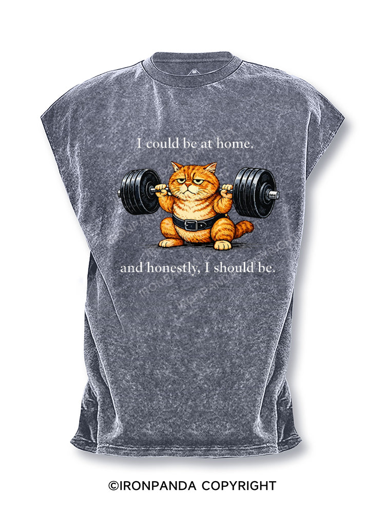 Lazy Gym Cat Weightlifting Cut Off Tank