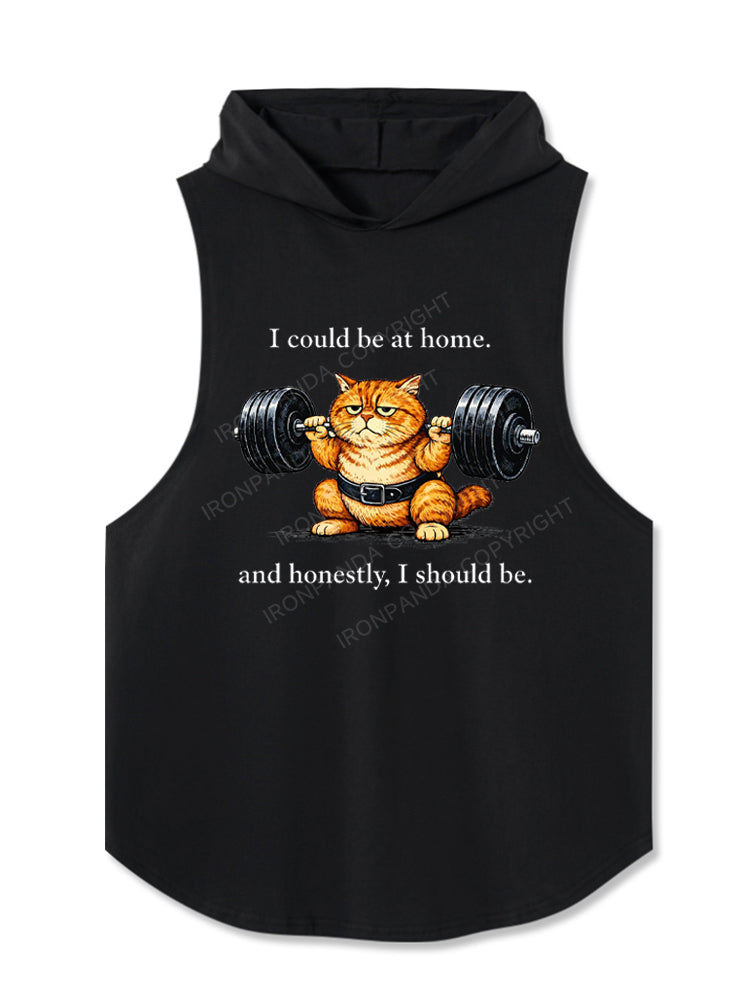 Lazy Gym Cat Weightlifting Hooded Tank