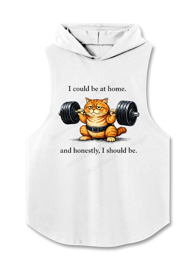 Lazy Gym Cat Weightlifting Hooded Tank