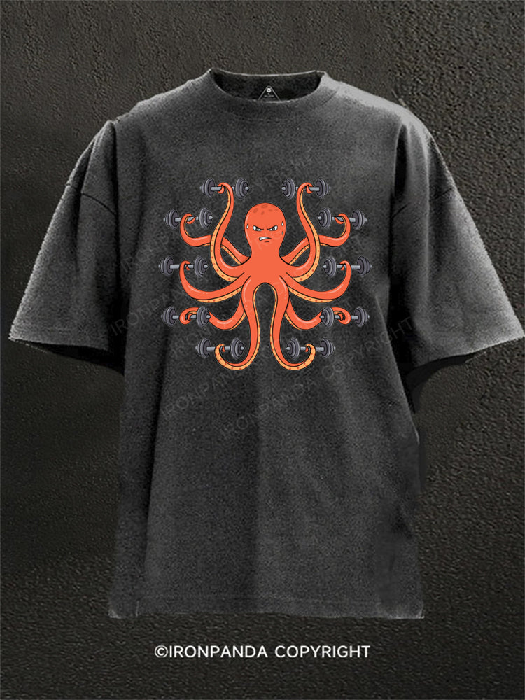 Gym funny Octopus Washed Gym Shirt