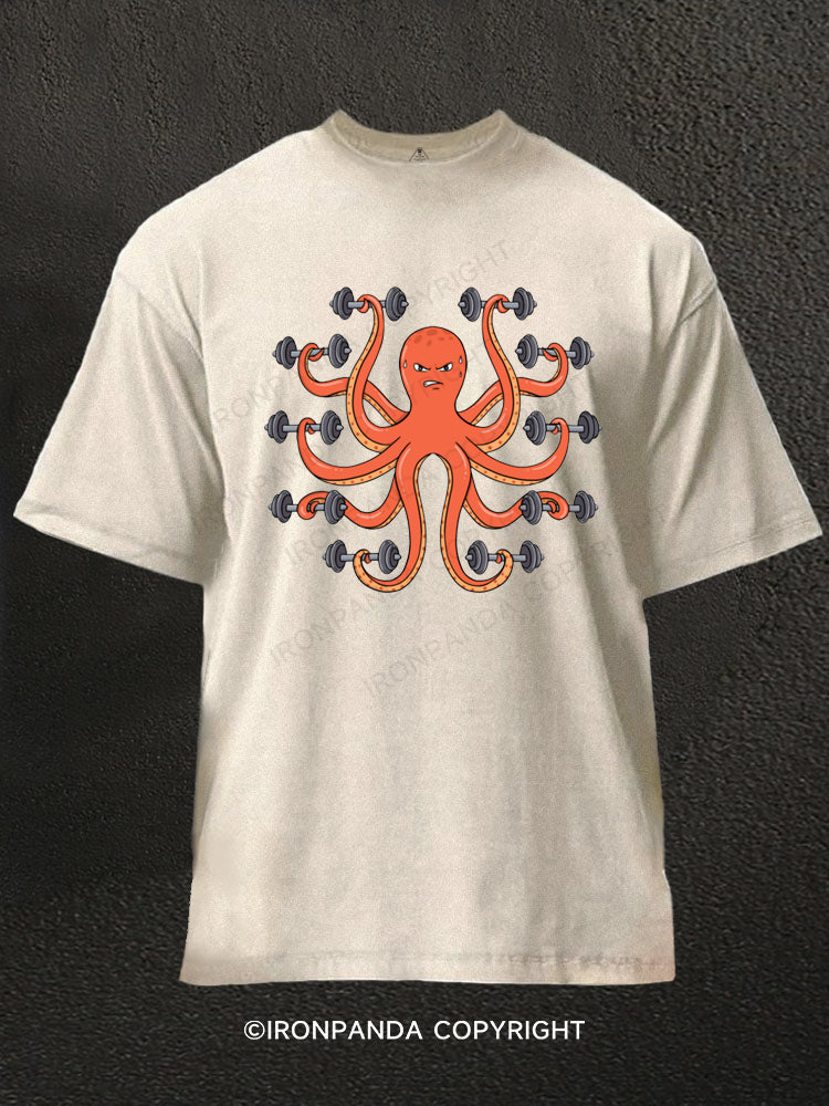 Gym funny Octopus Washed Gym Shirt