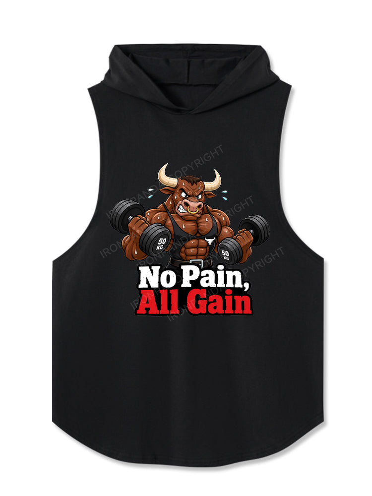 Muscular Cartoon Bull Gym Meme Hooded Tank