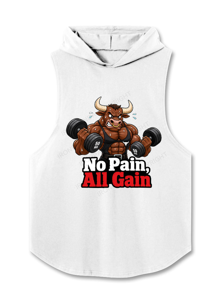 Muscular Cartoon Bull Gym Meme Hooded Tank