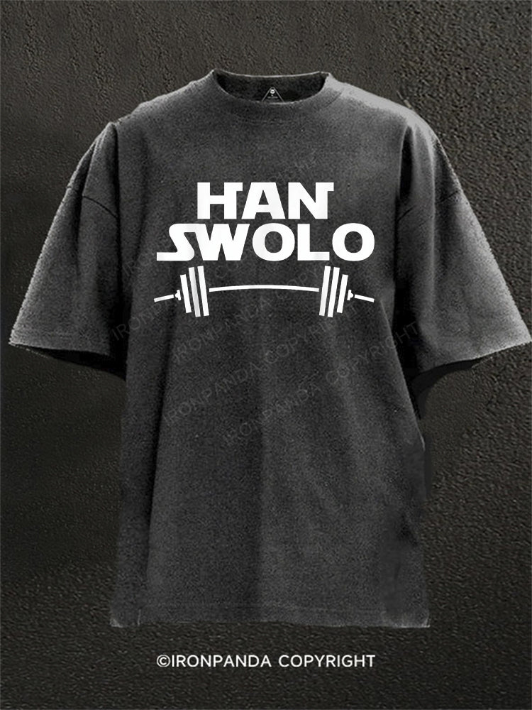Han Swolo Gym Weightlifting Washed Gym Shirt