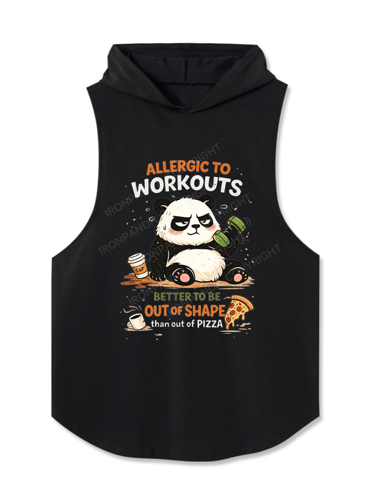 Allergic to Workouts Funny Panda Hooded Tank