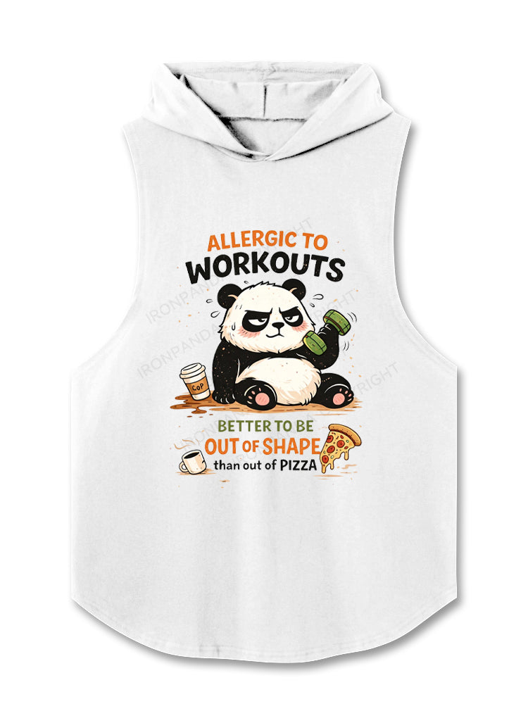 Allergic to Workouts Funny Panda Hooded Tank