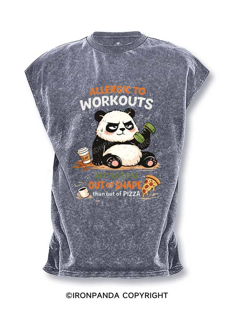 Allergic to Workouts Funny Panda Cut Off Tank