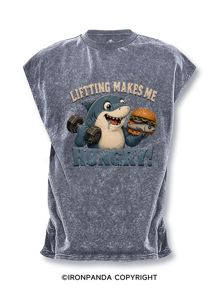 Lifting Makes Me Hungry Shark Cut Off Tank