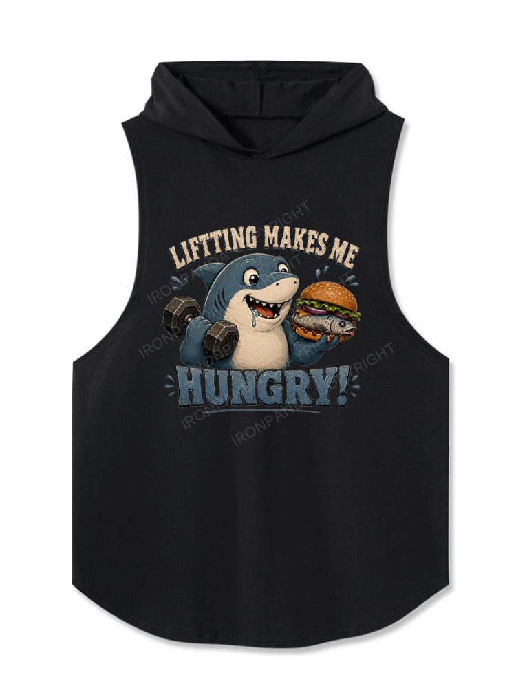 Lifting Makes Me Hungry Shark Hooded Tank