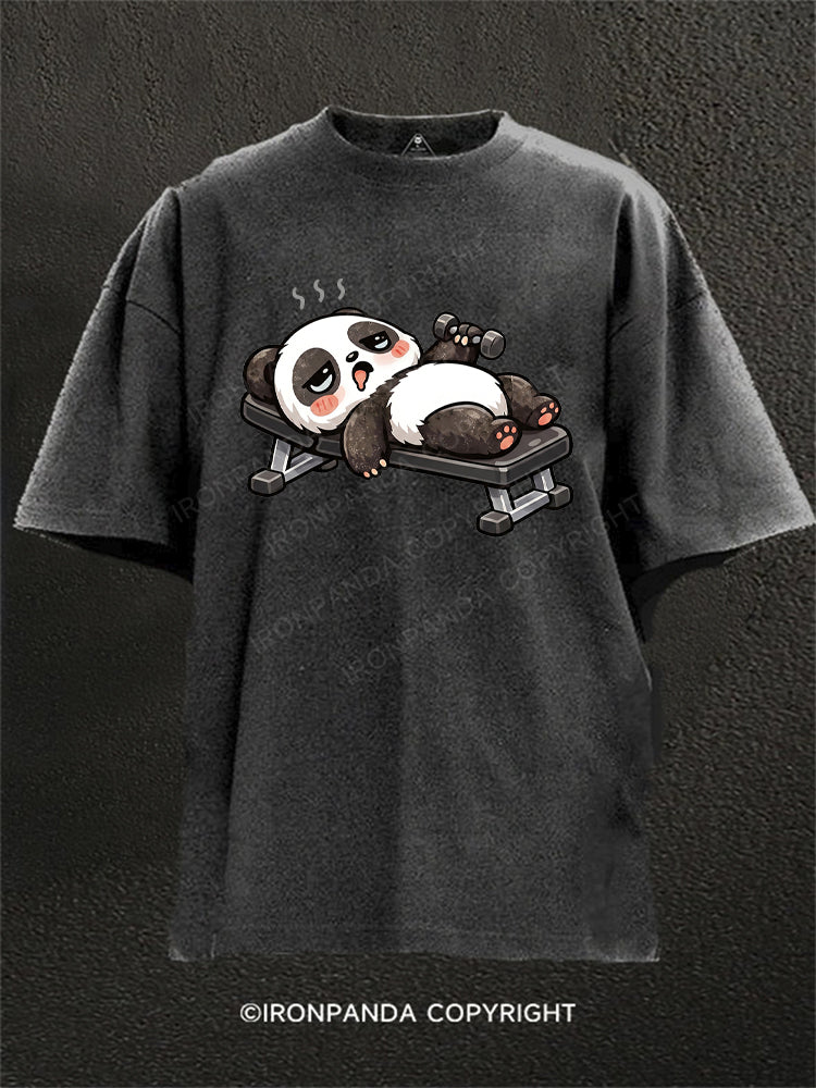 Lazy Gym Panda Weightlifting Washed Gym Shirt