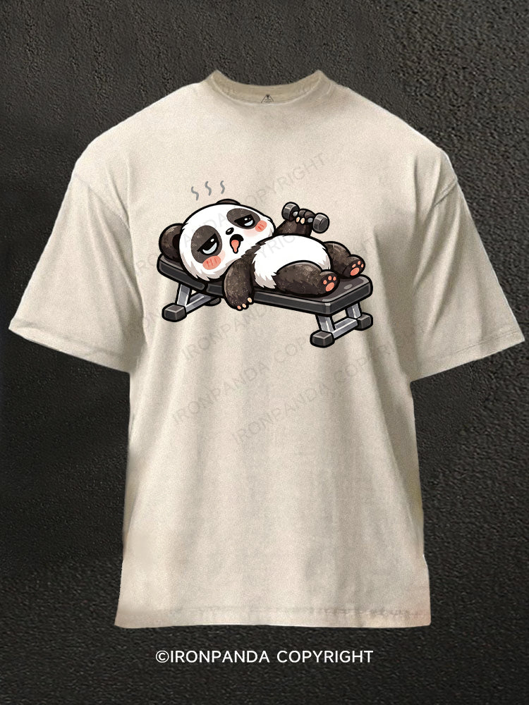 Lazy Gym Panda Weightlifting Washed Gym Shirt