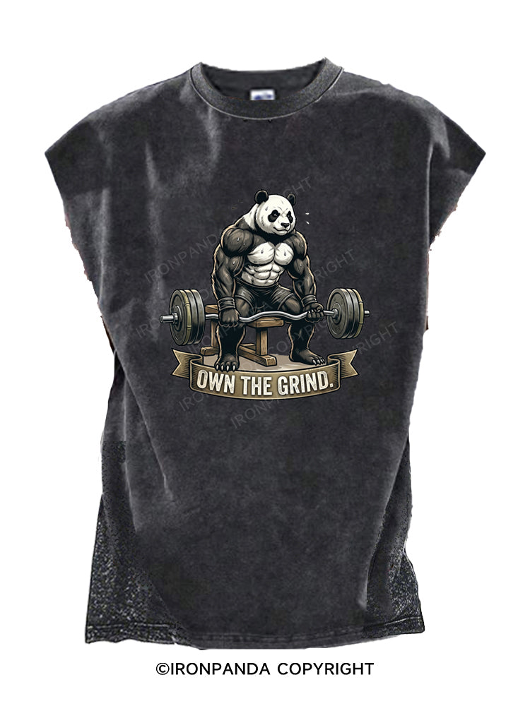 Panda Own The Grind Gym Motivation Fitness Cut Off Tank