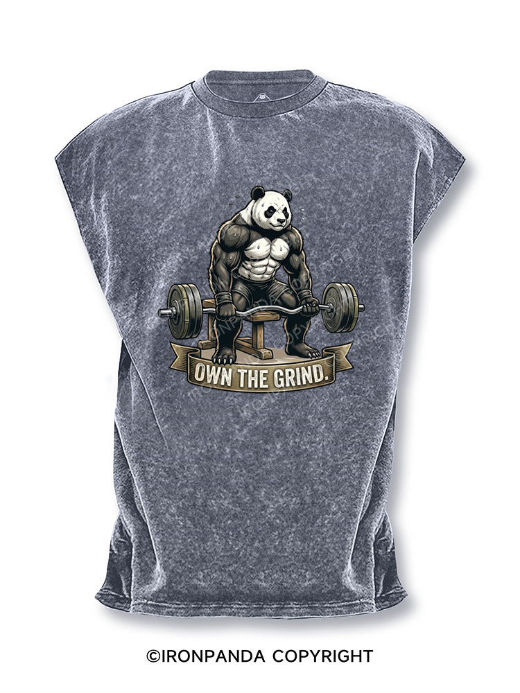 Panda Own The Grind Gym Motivation Fitness Cut Off Tank